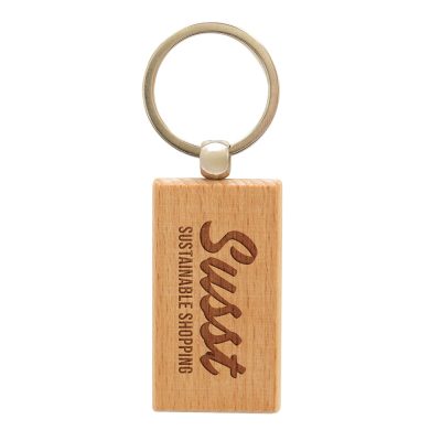 Personalised Beech Wood Keyring with Silver Split Ring – Branded Merchandise