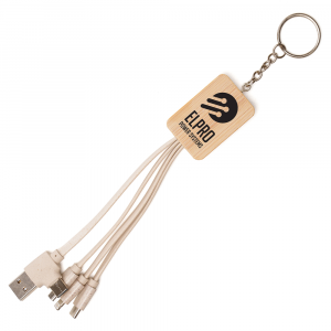 USB-C Rectangle Bamboo And Wheat Straw Keyring