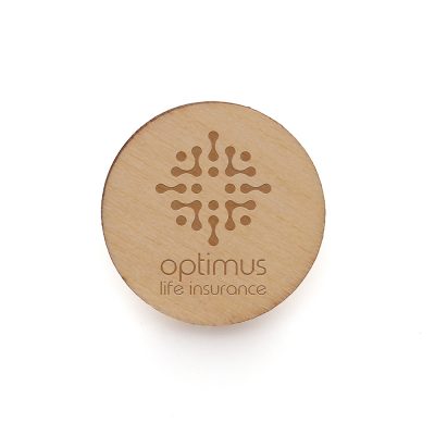 Personalised 20mm Wooden Badge with Butterfly Clasp – Branded Merchandise