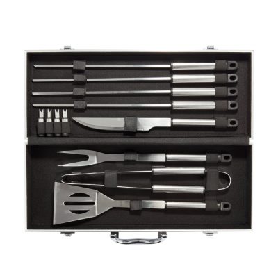 Personalised 12 Pcs Barbecue Set in Elegant Aluminium Box