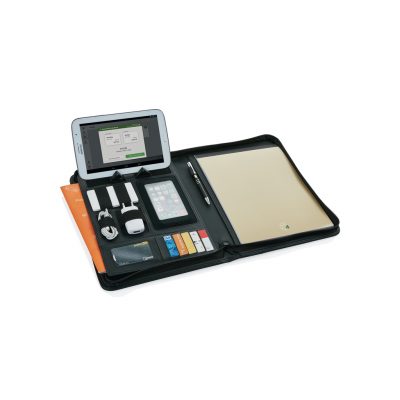 Branded Essential Zipper Tech Portfolio with Phone Stand